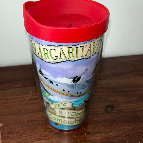2010 Margaritaville Parrot 5 o’clock somewhere Tervis Travel Tumbler w/Red 16 oz - Picture 1 of 6